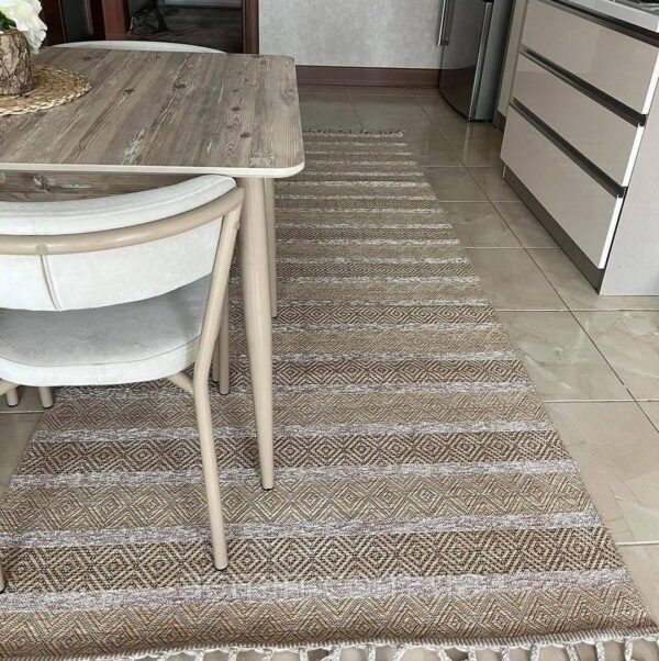 Великий килимок для ванної з бахромою 80×150 см REFORM CARPET Everest 6601, Туреччина, бежевий та коричневий — фото 4