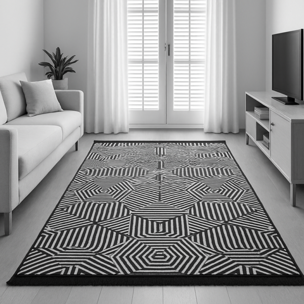 1858435665 Килим безворсовий чорний двосторонній 120×180 см Eko Sacil kilim Туреччина