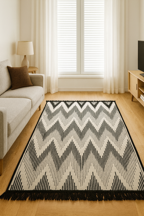 Килим двосторонній безворсовий 120×180 см Eko Sacil kilim Зиґзаґ бавовна акрил Туреччина — фото 2