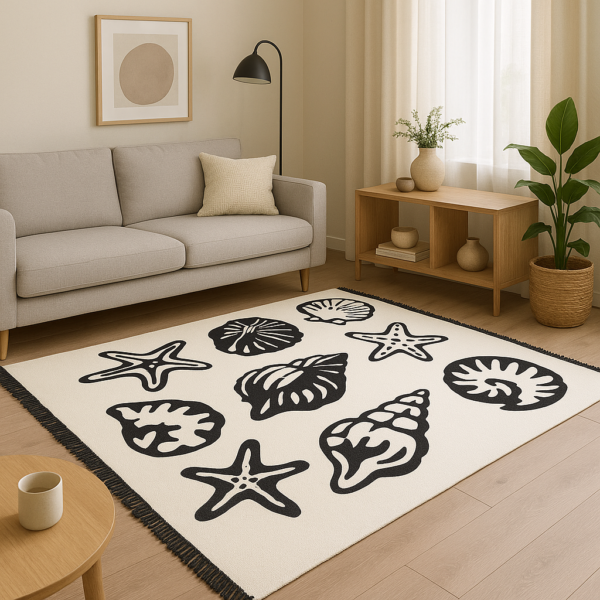 Килим двосторонній безворсовий 120×180 см Eko Sacil kilim Ракушки бавовна акрил Туреччина — фото 2