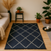 Двосторонній турецький килим 120×180 см Eko Sacil kilim, бавовна та акрил, з бахромою, чорний і білий, геометричний візерунок Ромб