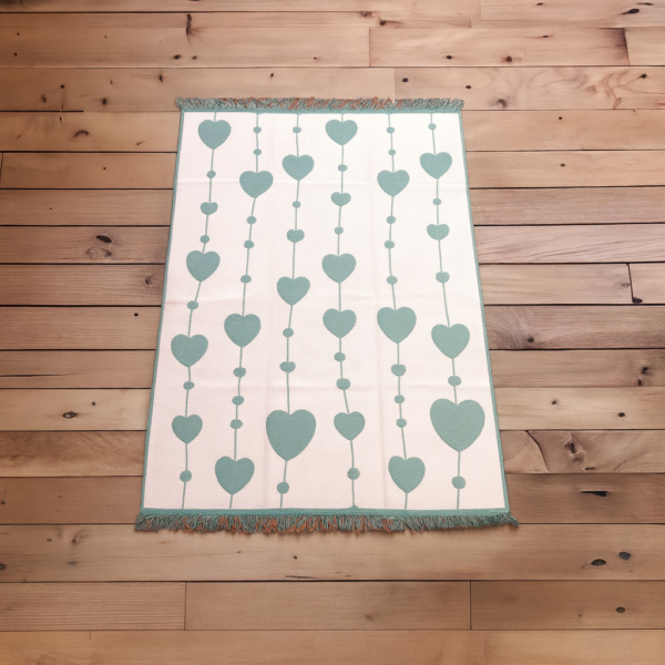 Килим двосторонній безворсовий 120×180 см Eko Sacil kilim Сердечки бавовна акрил Туреччина — фото 2