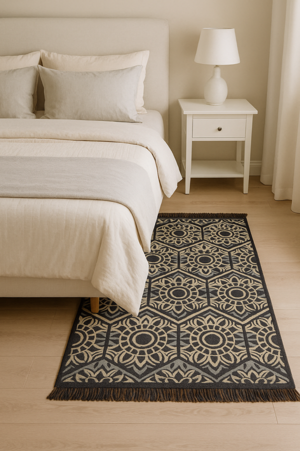 Килим прикроватний тонкий односторонній 80×150 см бавовна акрил Туреччина Eko Sacil kilim Східний орнамент — фото 2