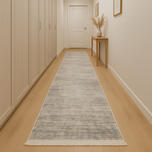 Турецька килимова доріжка з бахромою 80×300 см Reform Carpet ENN STYLE 1003 сіро-бежевий — фото 2
