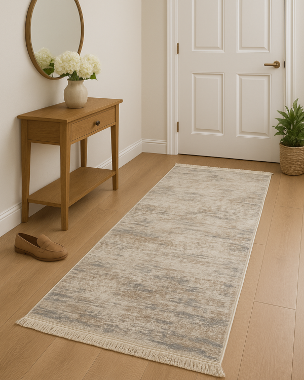 Турецька килимова доріжка з бахромою 80×300 см Reform Carpet ENN STYLE 1003 сіро-бежевий — фото 4