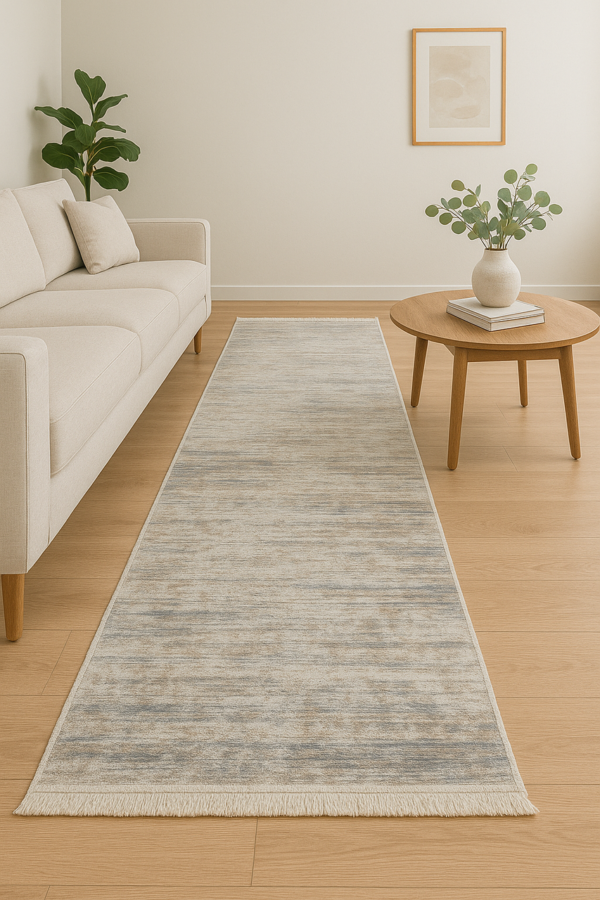 Турецька килимова доріжка з бахромою 80×300 см Reform Carpet ENN STYLE 1003 сіро-бежевий — фото 6