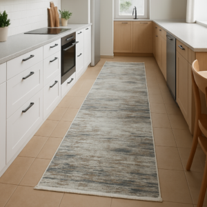 Турецька килимова доріжка з бахромою 80×300 см Reform Carpet ENN STYLE 1003 сіро-бежевий