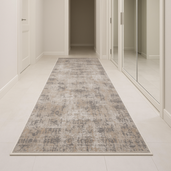 Килимова доріжка в коридор 80×300 см сіро-бежевий з бахромою Reform Carpet IMAJ 1802, Туреччина — фото 2