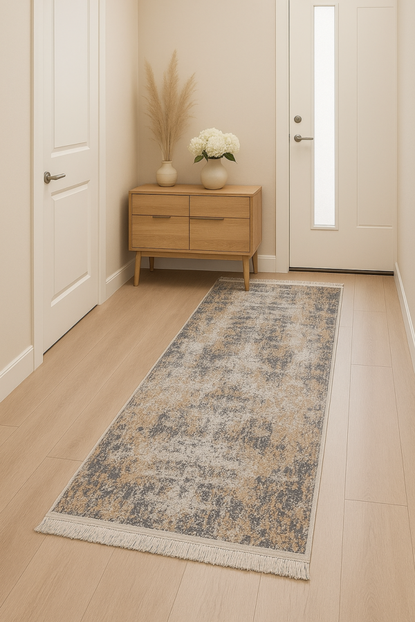 Килимова доріжка в коридор 80×300 см сіро-бежевий з бахромою Reform Carpet IMAJ 1802, Туреччина — фото 3