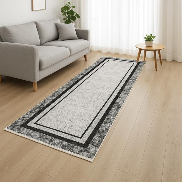 Дорожка килимова в коридор і прихожу 80×300 см сірий мармур REFORM CARPET Trend 1303 Туреччина — фото 7
