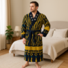 Код товара: 105585 Чоловічий махровий халат Home L-XL (50-56), 100% бавовна, синій, 600 г/м², Туреччина — фото 4