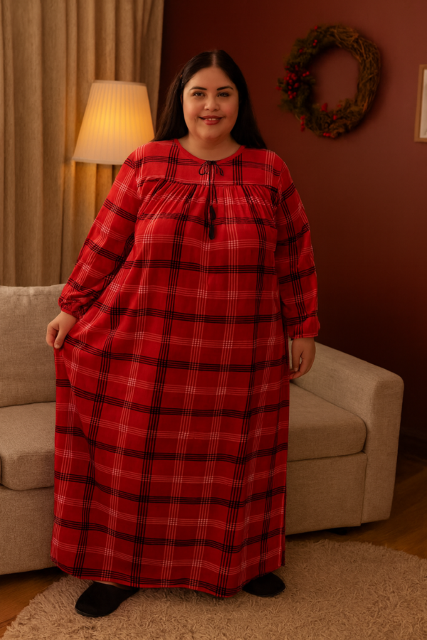 Домашнє велюрове плаття великих розмірів Merve Moda 477, червоне та рожеве, 58–68, Туреччина — фото 6