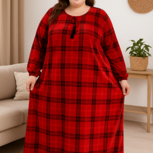 Домашнє велюрове плаття Merve Moda 477, червоне, Туреччина, 2XL (58–60) розмір UA