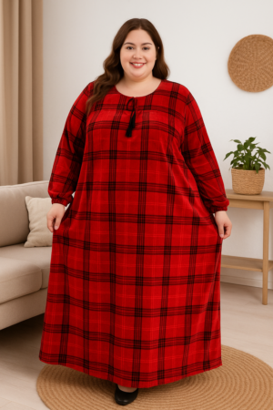 Домашнє велюрове плаття Merve Moda 477, червоне, Туреччина, 2XL (58–60) розмір UA