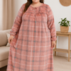 Домашнє велюрове плаття великих розмірів Merve Moda 477, червоне та рожеве, 58–68, Туреччина — фото 2
