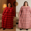 Домашнє велюрове плаття великих розмірів Merve Moda 477, червоне та рожеве, 58–68, Туреччина — фото 4