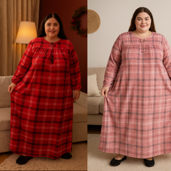 Домашнє велюрове плаття великих розмірів Merve Moda 477, червоне та рожеве, 58–68, Туреччина — фото 4