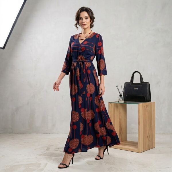 Довга літня сукня максі зі штапелю Merve Moda 434, розміри 46–52, 4 кольори, Туреччина — фото 2