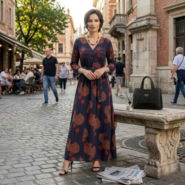 Довга літня сукня максі зі штапелю Merve Moda 434, розміри 46–52, 4 кольори, Туреччина — фото 4