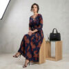 Легка літня сукня зі штапелю довга максі в підлогу синя Merve Moda 434, Туреччина, розмір 48 — фото 3