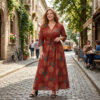 Легка літня сукня зі штапелю довга максі в підлогу бордова Merve Moda 434, Туреччина, розмір 46 — фото 2