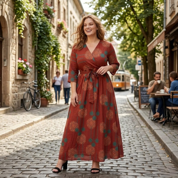 Легка літня сукня зі штапелю довга максі в підлогу бордова Merve Moda 434, Туреччина, розмір 46 — фото 2