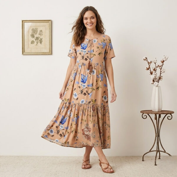 Жіноча довга літня сукня зі штапелю Merve Moda 422, розміри 48, 50, 52, Туреччина — фото 3