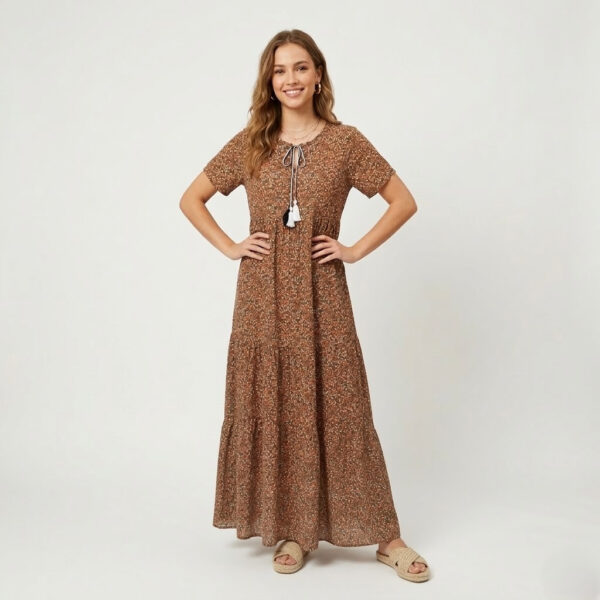 Легка літня сукня максі зі штапелю Merve Moda 422, квітковий принт, розмір 46–48, Туреччина — фото 10