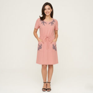Літня сукня зі штапелю з вишивкою Merve Moda 342, Туреччина, розміри 48–54