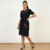 Літня сукня зі штапелю з вишивкою Merve Moda 342, Туреччина, чорна, розмір 48 (M) — фото 2