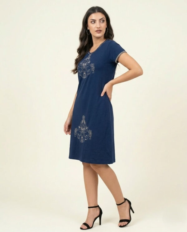 Літня жіноча сукня зі штапелю з вишивкою Merve Moda 424, бавовняна сукня Туреччина, розміри L–3XL (48–54) — фото 2