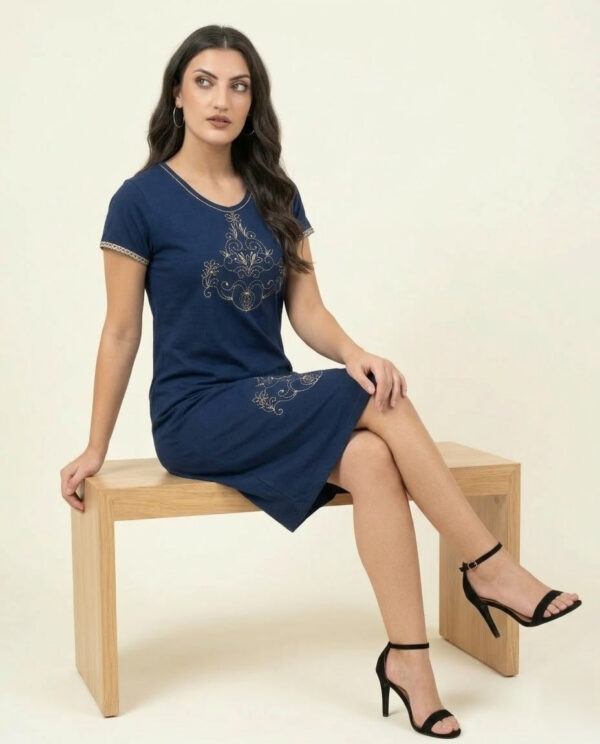 Літня жіноча сукня зі штапелю з вишивкою Merve Moda 424, бавовняна сукня Туреччина, розміри L–3XL (48–54) — фото 3