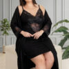 Нічна сорочка з халатом Lady віскоза чорна Туреччина 60–62 (4XL) великий розмір пеньюар комплект 19220 — фото 3