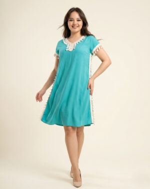 Жіноча літня сукня Merve Moda 435 зі штапелю, бірюзова, розмір 52 (XL)