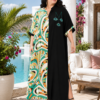 Довга літня жіноча штапельна сукня-сорочка великого розміру 58–70 Туреччина Merve Moda 5182 Зелена — фото 3