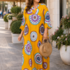 Довга штапельна сукня великих розмірів 56 2XL Туреччина Merve Moda 551 Жовта — фото 3
