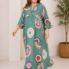 Довга штапельна сукня великих розмірів 60-62 4XL Туреччина Merve Moda 551 Зелена