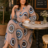 Довга штапельна сукня великих розмірів 56 2XL Туреччина Merve Moda 551 Бежева — фото 3