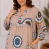 Довга штапельна сукня великих розмірів 56 2XL Туреччина Merve Moda 551 Бежева — фото 5