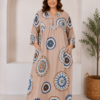 Довга штапельна сукня великих розмірів 56 2XL Туреччина Merve Moda 551 Бежева — фото 9