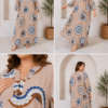 Довга штапельна сукня великих розмірів 56 2XL Туреччина Merve Moda 551 Бежева — фото 10