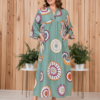 Довга штапельна сукня великих розмірів 60-62 4XL Туреччина Merve Moda 551 Зелена — фото 8