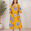 Довга штапельна сукня великих розмірів 56 2XL Туреччина Merve Moda 551 Жовта — фото 2