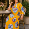Довга штапельна сукня великих розмірів 56 2XL Туреччина Merve Moda 551 Жовта — фото 4
