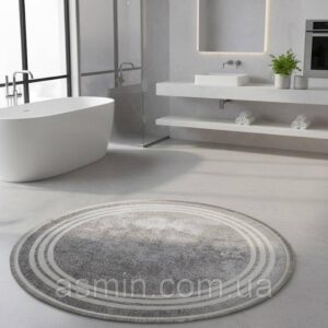 Круглий килим із бахромою Ø120 см біло-сірий REFORM CARPET Trend 1311, Туреччина Сірий