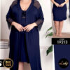 Ночная сорочка с халатом Lady вискоза синяя Турция 60–62 (4XL) пеньюар комплект 19213