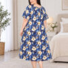 Нічна сорочка великого розміру Elena Tekstil 4XL-6XL, бавовна, синя з квітами, Туреччина