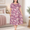 Ночная рубашка большого размера Elena Tekstil 4XL-6XL, хлопок, розовая с цветами, Турция