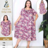 Ночная рубашка большого размера Elena Tekstil 4XL-6XL, хлопок, розовая с цветами, Турция