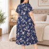 Ночная рубашка большого размера Elena Tekstil 4XL-6XL, хлопок, темно-синяя с цветами, Турция